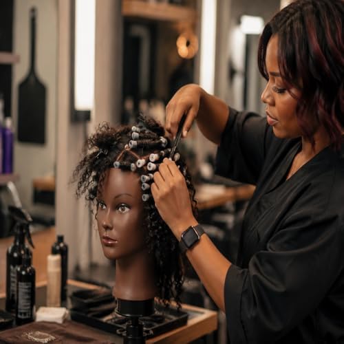 16" Mannequin Head Human Hair for Braiding Styling with stand - Image 4