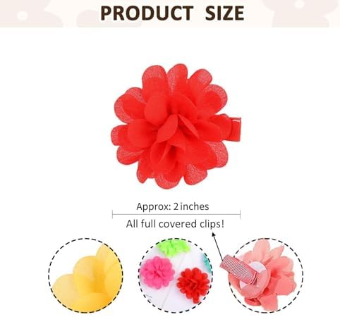 52PCS Chiffon Flower Hair Clips Baby Girls Fully Lined Non Slip Hairpins Hair Accessories for Kids Women Newborns Infants Toddlers Gifts - Image 2