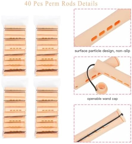 40Pcs Perm Rods Set - Plastic Cold Wave Rollers Non-Slip Hair Curlers for Long, Medium, Short Heatless Perming and Hairdressing (Yellow) - Image 2