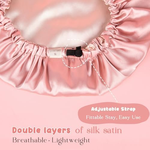 YANIBEST Baby Satin Bonnet Sleep Cap - Double Layer Reversible Adjustable Silky Satin Cap for Infant Toddler(5-12Year,Pink) - Image 3