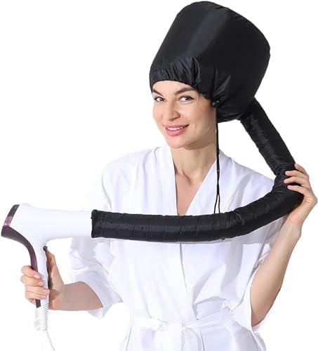 Hair Dryer Bonnet, Portable Household Hair Dryer Cap Professional Salon Hooded Adjustable Upgraded Soft Deep Conditioning Hair Drying Styling Heat Cap (BLACK) by AIQIBAO