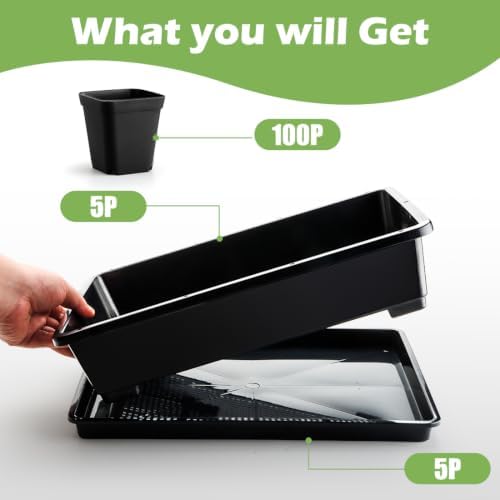 RooTrimmer 2.7 inch Seeds Starting Pots 100P with Carrying Trays and Water Collection Saucers 5 Sets - Image 4