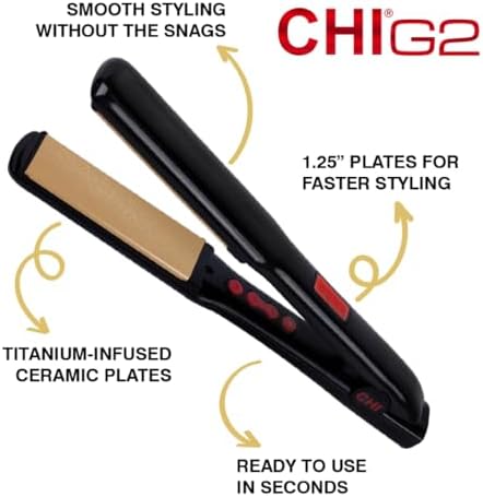 CHI G2 Flat Iron, Hair Straightener for A Smooth Finish, 1.25" Iron - Image 2