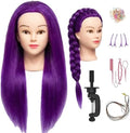 100% Real Hair Mannequin Head Training Head Manikin Cosmetology Doll Head for Hairdresser Practice Braiding Hair Styling with Clamp stand (18-inch) by Lamcestyr