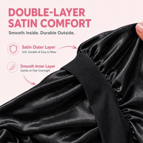Silk Satin Hair Bonnet for Sleeping Women with Adjustable Tie - Image 2