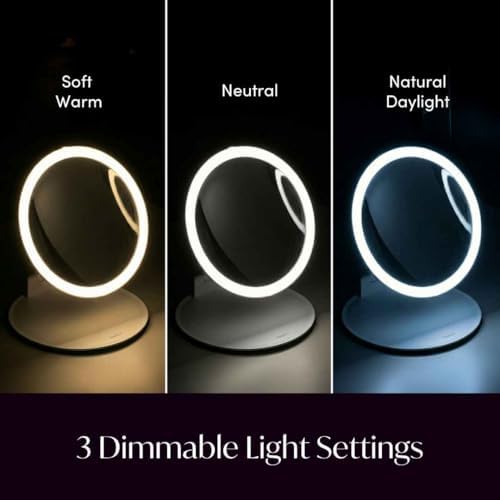 Fancii 10x Travel Magnifying Makeup Mirror with Lights, Rechargeable, Height Adjustable 8" Stand, 3 Dimmable Color Modes, Portable LED Vanity Mirror (Abigail) - Image 5