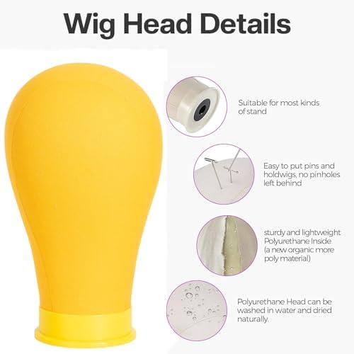 Wig Head, Wig Stand with Mannequin Head, Adjustable Wig Stand with Canvas Head for Wigs, Canvas Mannequin Head with T Pins Set Hair Styling Practice Display, Wig Head Stand - Image 2