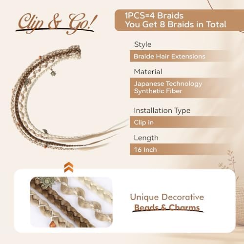 2Pcs16" Clip in Braids & Dreadlock Extensions for Women, - Image 2
