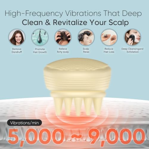 EKZ Vibrating Silicone Scalp Massager Shampoo Brush, Electric Hair Scrubber - Image 4