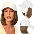 Rich Choices Hat Wigs for Women,White Baseball Cap with Hair Extensions for Women,Short Bob Hairstyle Caps with Hairs Attached Adjustable Baseball Cap Wig 6 Inch-Highlighted Dark Brown Hair by RichChoices