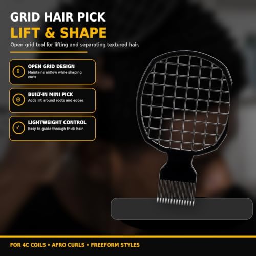 3-Piece Curl Sponge Kit with Afro Pick and Styling Comb - Image 5