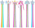 6 Set Rainbow Colored Straight Hair Clips with Unicorn Accessories - Thick Wig Bangs and Ponytail Extensions for Girls by IdealSwanBeauty