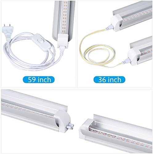 Grow Light, 2ft T8,100W(4 x 25W, 600W Equivalent), Super Bright, Full Spectrum Sunlight Plant Light, LED Grow Light Strips, Grow Lights for Indoor Plants,Greenhouse,4-Pack - Image 3