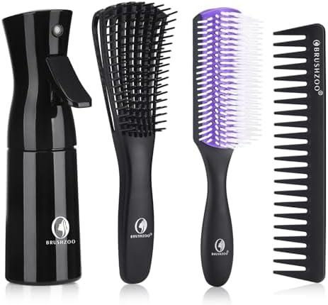 BRUSHZOO Detangling Hair Brush for Curly Hair, Hair Brushes for Women Men Kids Blowdrying Styling, Detangler Brush for Wet Dry Thick Wavy Hair by Brushzoo