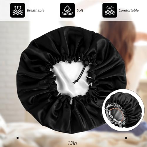 Edoneery Satin Bonnet for Sleeping Women, Double Layer Adjustable Sleep Cap - Image 6