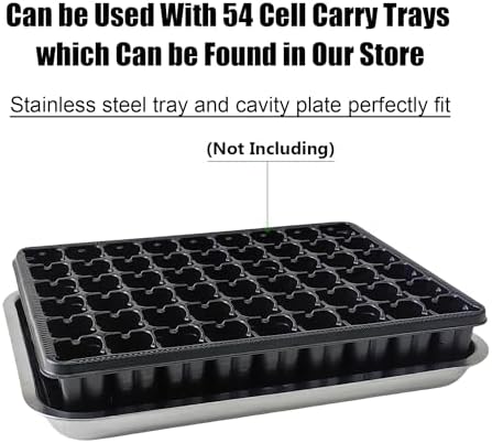 Stainless Metal Trays, Stainless Steel Seed Starter Carry Tray Fit 54 Cell Plug Tray, Nursery Seedling Pots Water Collection Transplantation (11.6 inch×15.2 inch, 1.45" Height, 10-Pack) - Image 2