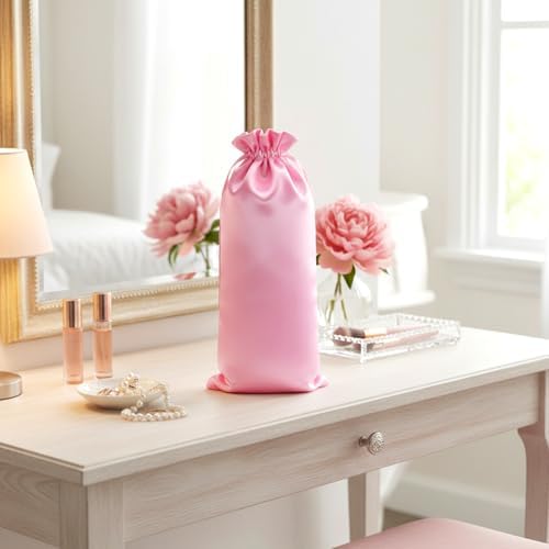 4 Pcs Satin Wig Bags with Drawstring Pink Wig Storage Bags for Wigs and Hair Extension Tools (13.5x9.8 Inch) - Image 6