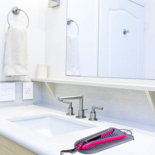 ZAXOP Heat Resistant Curling Iron Mat & Travel Pouch – Silicone Hot Hair Tool Holder for Flat Iron, Straightener & Wand – Non-Slip Vanity Protector for Home, Salon & Travel(Grey) - Image 6
