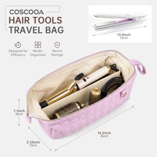 Large Quilted Hair Tools Travel Bag Compatible Waterproof Wide-Open - Image 2
