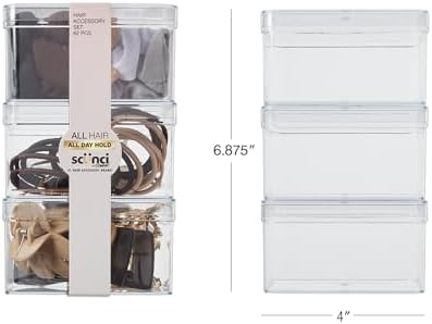 Scunci by Conair 82 Piece hair accessory kit - hair accessories for women - neutral colors- 3 stackable containers - Image 4