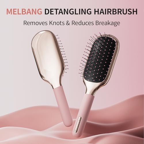 MELBANG Detangling Hair Brush for Women, Paddle Hairbrush for Wet & Dry Hair, Pain-Free Cushion Bristles for Thick, Curly, Long & Damaged Hair, No Pulling (Pink) - Image 7