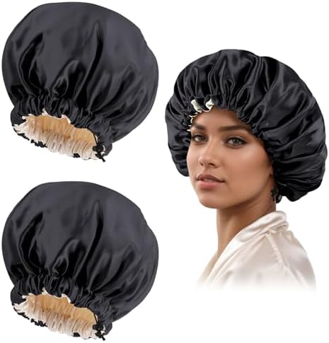 Edoneery Satin Bonnet for Sleeping Women, Double Layer Adjustable Sleep Cap by Edoneery