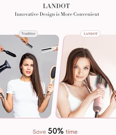 LANDOT Hair Blow Dryer Brush One-Step Hot Air Volumizer for Smooth Blowout - Image 2