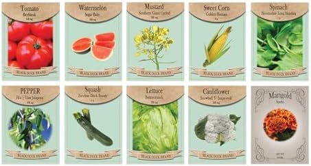 Vegetable, Flower, and Herb Seed Set - 10 Varieties of Non-GMO and Heirloom Premium Seeds for Planting - Beefsteak Tomato, Jalapeno, Spinach, & More! by FreedomFarms
