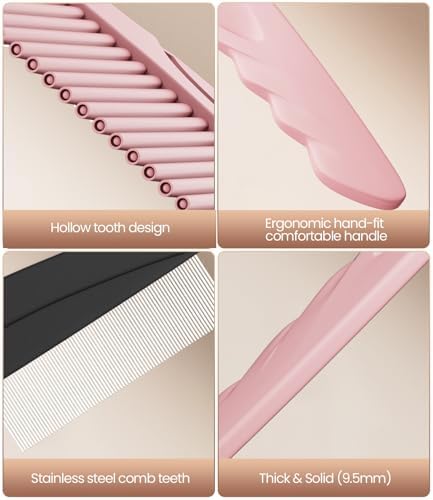 Dandruff Comb Removal 2PC Hollow Fine Tooth Scalp Detox Hair Care Tool Pink - Image 5