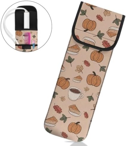 Flashideas Cartoon Thanksgiving Curling Iron Holder Heat Resistant Neoprene Curling Iron Cover Bag with Pocket Curling Iron Organizers and Storage for Hair Straightener, Curling Iron, Flat Iron - Image 2