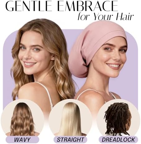 OLESILK Silk Sleep Bonnet for Curly & Long Hair, Adjustable Night Cap - Image 4