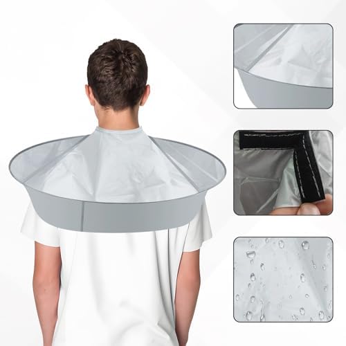 2PCS Hair Catcher for Haircuts, Foldable Hair Cutting Cape Umbrella, Waterproof Haircut Cape for Adults, Hair Trimming Catcher for Salon or Home Hair Cutting (Light Grey) - Image 4