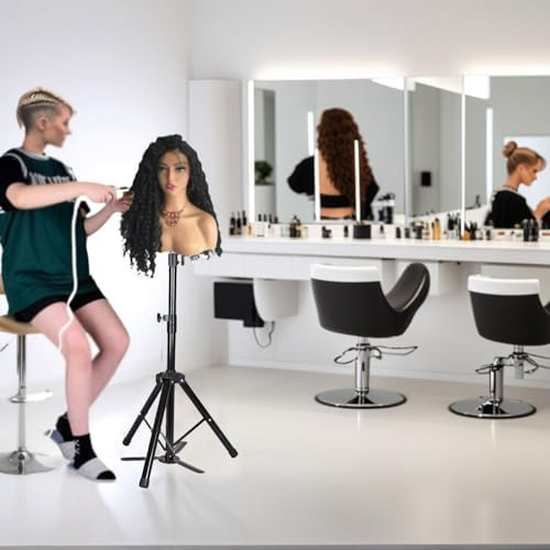 Heavy Duty Wig Stand Tripod, 55" Mannequin Head Stand Tripod for Styling - Image 2