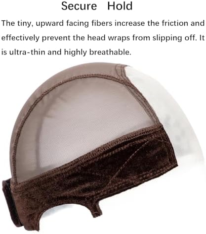 Lace Wig Caps for Women, Wig Caps with Grip Band for Keeping Wigs in Place, Glueless Wig Grip Cap with 4x5 Transparent Lace, Non-Slip Adjustable Elastic Headband (1pcs-Brown) - Image 3