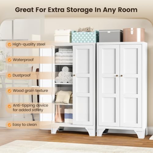 47" Kitche Pantry Metal Storage Cabinet with Doors and 3 Adjustable Shelves - Image 6