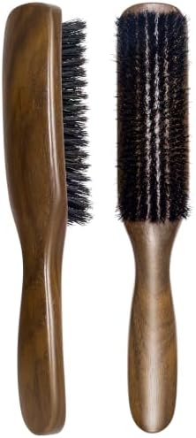 STYLEMATE Retro Black Walnut Boar Bristle Hair Brush for Women Men, Natural Soft Bristle Hair Brush Slick Back Smoothing Hairbrush for Thin & Fine Hair by Stylemate