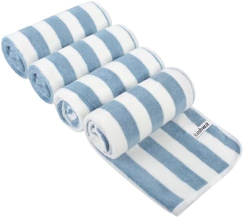 KinHwa Bathroom Hand Towels, Microfiber Face Towels, 16x30 Inch, 4 Pack by KinHwa