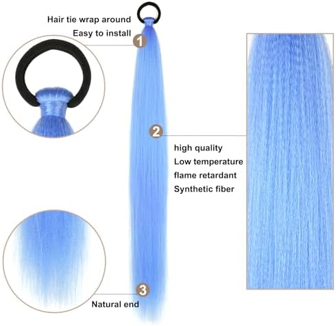 2 Pc Blue Ponytail Extension 26'' Long Braided Ponytail Extension for Women - Image 3
