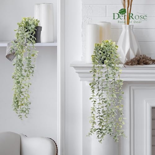 Der Rose 3Pcs Cozy Fake Eucalyptus Hanging Plants for Bathroom Wall Decor - Image 2