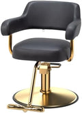 OmySalon Barber Chairs for Barbershop Black and Gold Styling Chair, Salon Chair for Hair Stylist Heavy Duty Hydraulic Pump, 360°Swivel with Footrest, Hairdressing Home Beauty Spa Braiding Equipment by OmySalon