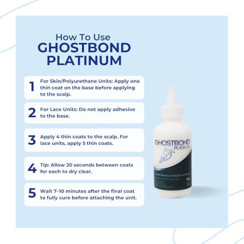 GHOSTBOND Platinum Water Resistant Wig Glue for Extreme Heat - 5oz - Hair Replacement Adhesive for Poly and Lace Wigs. Invisible Bonding Hair Glue - Strong Hold Lace Front Glue - Image 6