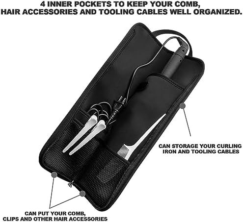 Beautyflier Universal Curling Iron Travel Bag, Canvas Heat-Resistant Curling & Flat Iron Holder Tote Bag, Hot Curling Iron Holder for Hair Tools Travel Case or Daily Use (Color Flower) - Image 2