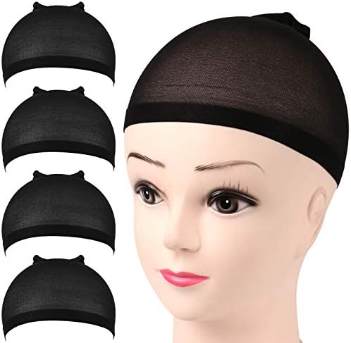 FANDAMEI Wig Cap, Nylon Wig Caps, 4 Pieces Stocking Wig Caps for Women (Black） by FANDAMEI