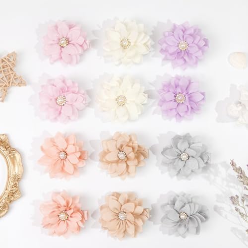 DED 40PCS 2.3" Chiffon Flower Hair Clips for Girls Infants Toddlers - Image 4