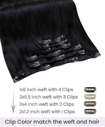 LaaVoo Human Hair Clip In Extensions, Full Head, 16 Inch - Image 3