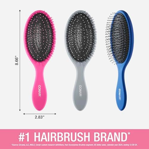 Conair Detangling Hair Brush | Assorted Colors | 3pk, Pack of 8 - Image 6