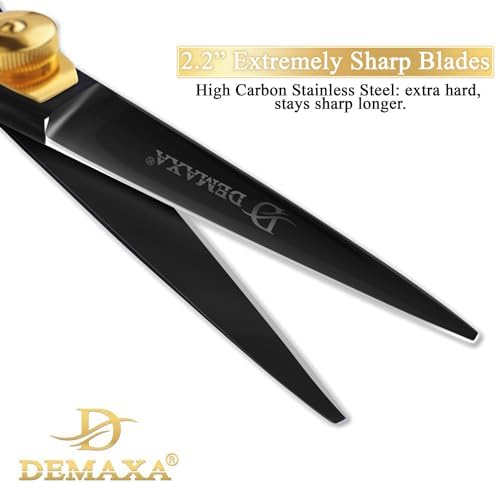 DEMAXA Premium Black 5.5" Hair Cutting Scissors with Tweezers, Beard Comb and Mustache Comb - Professionally Sharpened for Precision Trimming, Mustache Scissors, Beard Shears - Grooming scissors men - Image 6