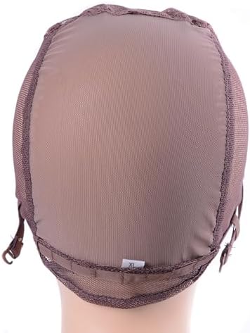 YANTAISIYU 4X4 Inch U Part Swiss Lace Wig Cap for Making Wigs with Adjustable Straps on the Back Glueless Hairnets (Brown XL) - Image 6