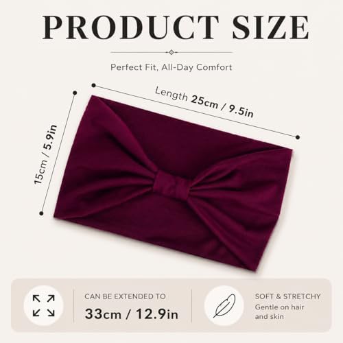 Kachanaa 8 Pack Wide Non-Slip Boho Women's Headband - Elastic Large African Turban Headwrap Ideal for Yoga,Workouts,Running - Non-Slip Design for Women - Image 2