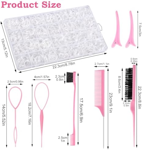 BESARME Clear Hair Rubber Bands Set, 1500 Pcs with 8 Styling Tools - Image 2